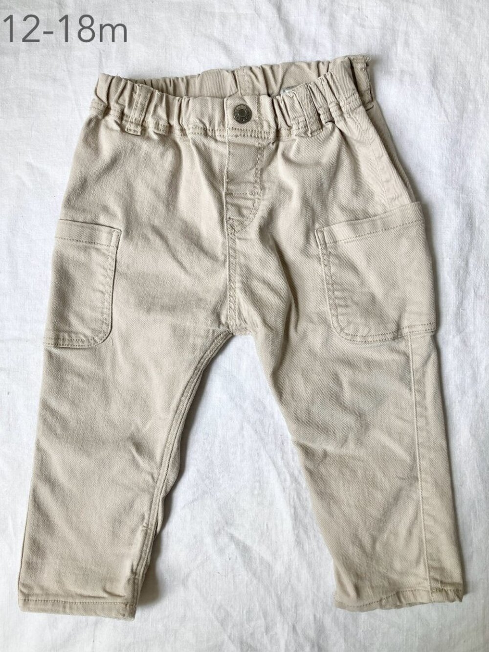 🪴5/$30 H&M 12-18 Months Toddler Baby Beige Tan Cargo Khaki Pants Fall Neutral
